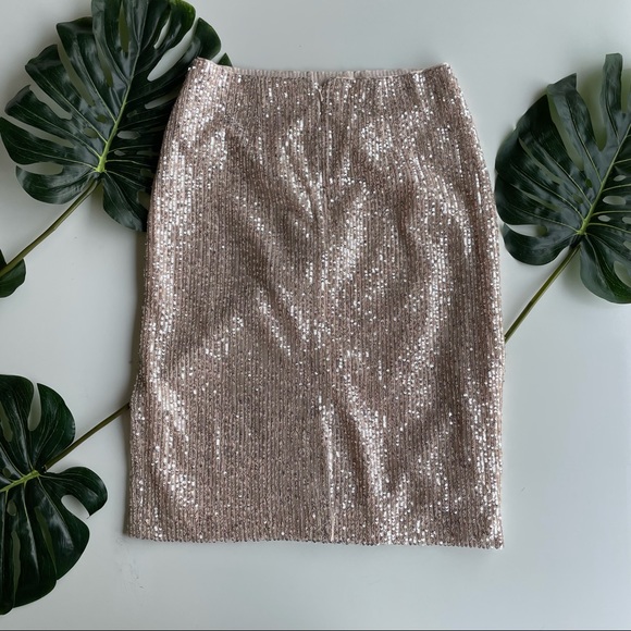 Loft 0 Silver Shiny Skirt MIDI Zip Back - Picture 3 of 4